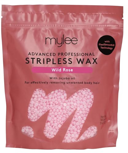 Mylee Advanced Stripless Wax 500g [Wild Rose] Professional Hard Wax Beads, Painless Hair Removal, No Strips Needed, Peelable Hot Wax for Hair Removal, Full Body, Face, Bikini, Brazilian, Hollywood