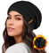 Mütze Damen Winter Beanie Damen Mit Weich Fleece Gefütterte Mütze,Beanie Mütze Damen Strickmütze Damen Mütze Winter,Wintermütze Damen Warm,Mütze Schwarz Damen Winter Outdoor Warme Mützen,55-60cm