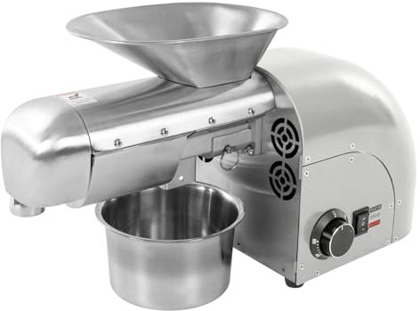 Ölpresse Öl Pressmaschine Ölmühle Walnüsse Erdnüsse Kaltpresse Automatische Heißprsse Edelstahl Extraktor für Kommerziell & Haushalt, 11-17,6 lbs/h (Silber)