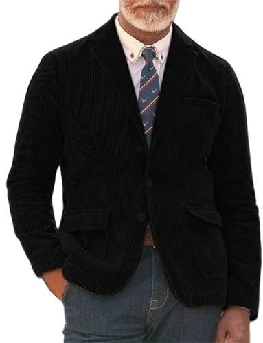 Blazer da uomo in velluto a coste - Giacca da completo casual vintage slim fit - Cappotto da ufficio retrò morbido e confortevole per uomo - Blazer quotidiano leggero monopetto - Giacca classica