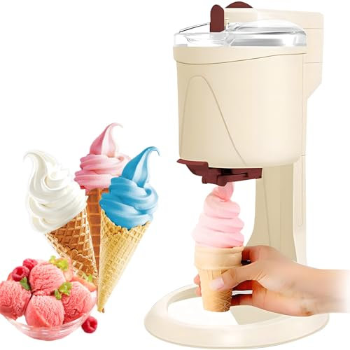 Soft Serve - Máquina de helado casera de 1 litro, fácil de limpiar, máquina automática de yogur y sorbetes para la cocina del hogar, máquina de postre con molde de estrella