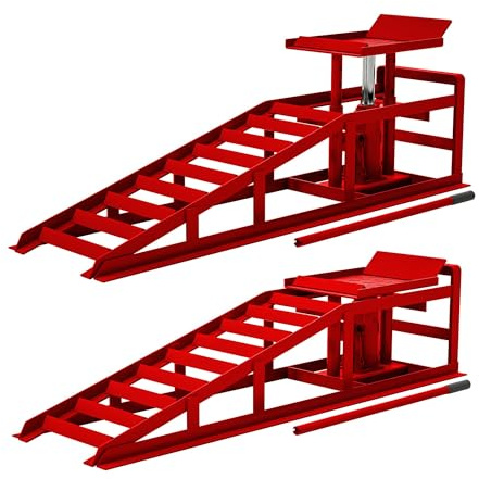 2 Pack Auto Car Truck Service Ramps, 3 Ton Low Profile Hydraulic Car Ramps, Car Lift Service Ramps