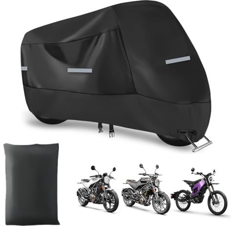 Motorbike Cover Waterproof Outdoor Heavy Duty 210D Oxford Fabric with Lock Holes Reflective Strips and Windproof Buckles for Scooter Moped Motorbike 96.5 x 41 x 50 inch
