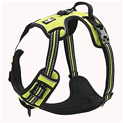 TRUE LOVE Réfléchissant Harnais De Chien Réglable Décourager Tirer Pet Gilet Durable en Nylon De Voiture TLH5651 (Jaune Fluo, L)