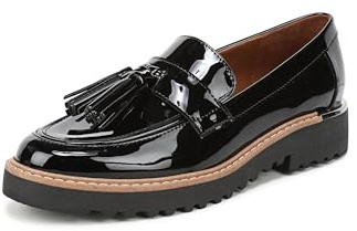 Franco Sarto Womens Carolynn Lug Sole Loafer with Tassel Detail, Black, 8 Wide