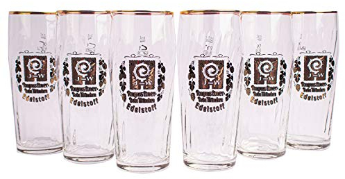Augustiner Bräu München 6er Set Edelstoff Diamantbecher Bierglas 0,5 Liter