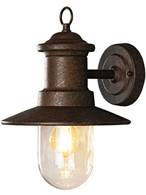 Konstsmide utomhuslampor Napoli Down utomhus vägglampa fartyg ljus/1 x 60 W E27 max vägglampa/klar glasglob / IP44 / yttre ljus rostfinish stål
