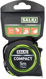 SALKI Flexómetro 5 Metros - Cinta Métrica de 5 Metros de Longitud con Recubrimiento de Nylon, Seguro para Fijar la Cinta, Imanes para una Medida Cómoda en Superficies Metálicas