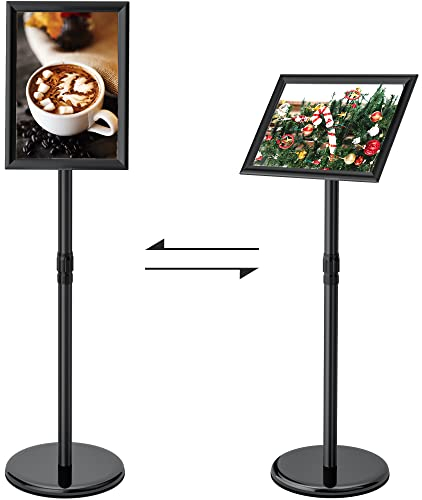 AllesCosy Infoständer Höhenverstellbar Edelstahl Informationsständer DIN A3 420x297mm Plakatständer Präsentationsständer Werbeständer (Schwarz, A3)