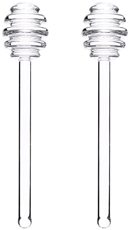 WAFJAMF 2 Pcs 6'' Glass Honey Dipper Stick, Honey Jam Syrup Mixing Stirrer Spoon for Honey Pot Jar