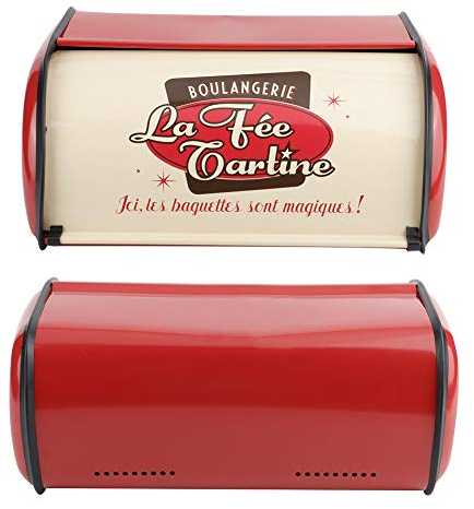 Brotkasten aus Metall, große Kapazität, Brotkasten aus Metall, Container, Organizer für Küche (rot) (rot)