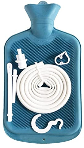 UNFAIRZQ kolon rengöring lavemang väska kit – 2 000 ml silikon, blå – lavemangsväska, dusch och varmvattenflaska