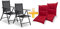 sunnypillow 2er Set Gartenstühle und Gartenstuhlauflagen Niedriglehner | 100x50x9 cm Auflage wasserdicht UV-lichtecht | Klappsessel Klappstuhl für Garten Polsterauflagen Stuhlauflage | Rot