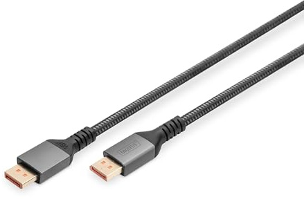 DIGITUS Cable Displayport – 1 m – Displayport 2.1 – 16k/60 Hz – 8k/120 Hz – 4k/240 Hz – UHD – UHBR20 – HDR, HDR10, HDCP – compatible con monitores gaming y tarjetas gráficas – negro