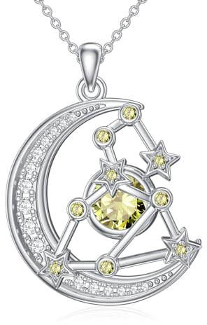 ROMANTICWORK 12 stjärntecken, stjärntecken, hänge, 925 sterlingsilver, halvmåne, hänge med 12 konstellationer, presenter för kvinnor och flickor, Sterlingsilver