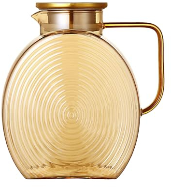 YAZEDLOP 2,2 Liter Wasser karaffe Glas aus Borosilikatglas mit Deckel und Ausgießer Glaskaraffe mit fruchteinsatz 74 Unzen Wasserkaraffe Getränkekanne für hausgemachten Eistee und Saft