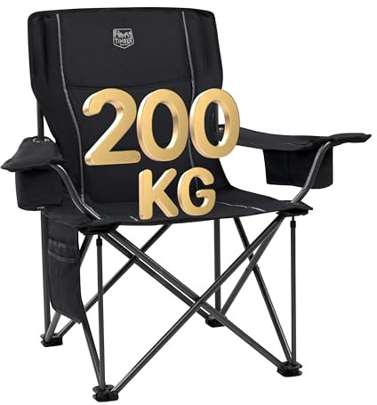 TIMBER RIDGE Campingstuhl Faltbar 200KG Übergroß 63cm Sitzbreit Klappstuhl Camping Bequem Gepolster mit Isolierte Kühltasche Camping Sessel Faltstuhl Gartenstuhl Anglerstuhl