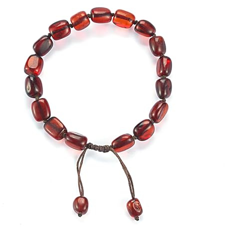 ELEGAMBER Baltic Amber raw Bracelet Gift Set -100% Certified and Authentic Premium Quality Raw Baltic Amber-True amber stone bead (red, 7 inch)