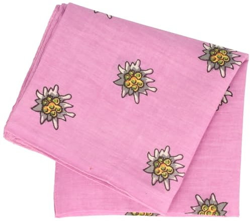 Breiter Edelweiß Trachtentuch Nickituch Trachten-Nickituch Schal Tuch aus 100% Baumwolle 50 x 50 cm Flieder