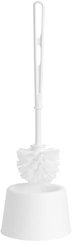 White Toilet Brush Set With Holder Strong Plastic Handle With Deep Cleaner Bristles (1)