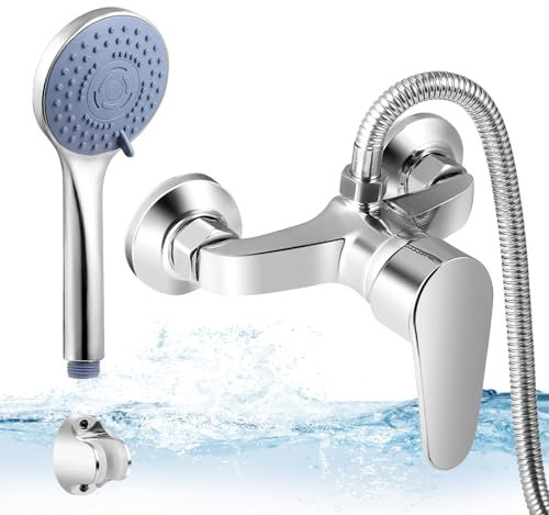 Badewanne Armatur, Badewannenarmatur mit Handbrause Badarmatur Badewanne Mischbatterie Wasserfall Dusche Wasserhahn Duscharmatur mit 5 Funktionen