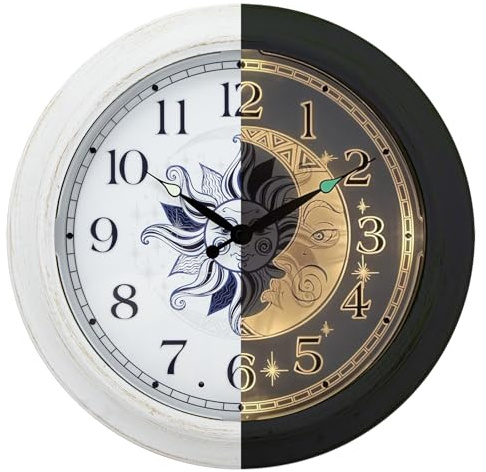 OCEST Orologio da parete in metallo, grande, impermeabile, 38 cm, silenzioso, per interni ed esterni, funzionamento a batteria, per giardino, piscina, patio, soggiorno, decorativo