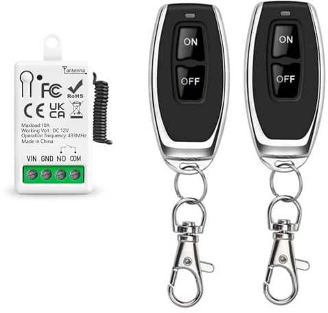 Tedeligo 433Mhz Universal DC 12V 1CH Interruptor De Control Remoto Inalámbrico Módulo Receptor De Relé RF Con 2 Transmisore, Controlador De Contacto Seco Pasivo, Para Sistema De Puerta De Garaje
