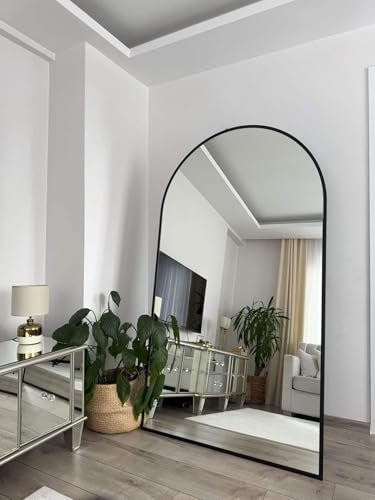 JOLONDO Ganzkörperspiegel Ovaler Standspiegel, 180×100 cm, Schwarz