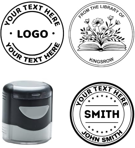 Timbre avec logo personnalisé, tampon personnalisé pour bibliothèque pour entreprise, enseignant, mariage, fait main, colis, adresse, bureau - de la bibliothèque du design