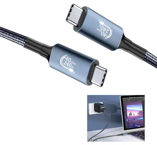 USB4 Cable for Thunderbolt 4 Cable,240w 40Gbps USB-C to C 8k@60hz 4k@120hz Dual 4k@60hz 48V/5A USBC Cord Compatible with Macbook M4 Pro IPhone 16/Pro/Pro Max, Macbook Pro IPad Pro Imac Dock Display/V