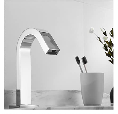 XYIANG Basin Taps Brass Smart Sensor Basin Faucet Hot and Cold Mixer Tap Single Hole Single Handle Infrared Induction Under Counter Basin Faucet Deck Mount Reliable
