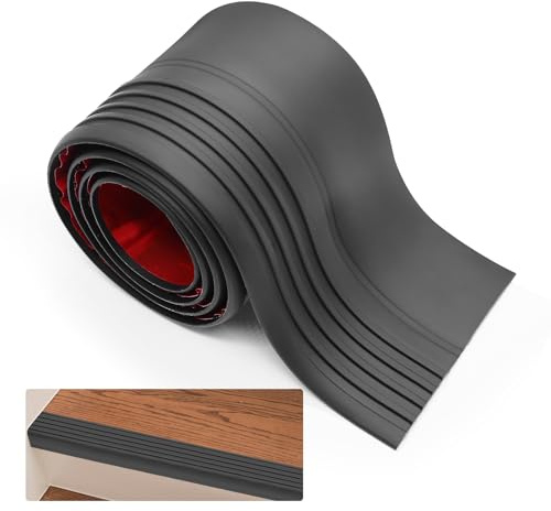 ZHIYUQL Profilo per bordi delle scale, autoadesivo, in PVC, antiscivolo, per interni ed esterni, 50 x 48 mm, nero, 1 metro