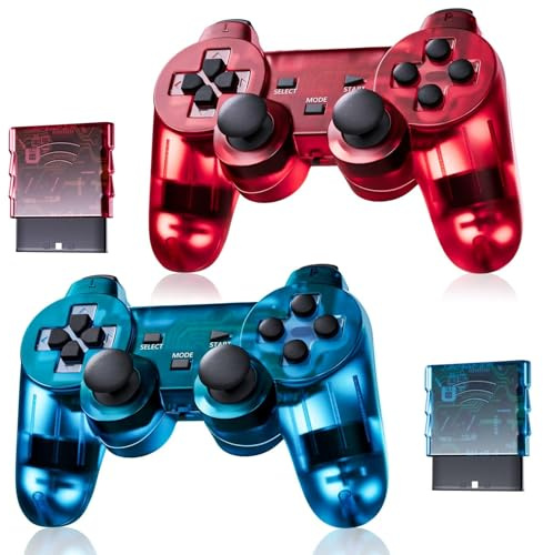 LeonDesigns Classic Wireless Controller für P-s2/D-S2/Pc - (ClearRed und ClearBlue)