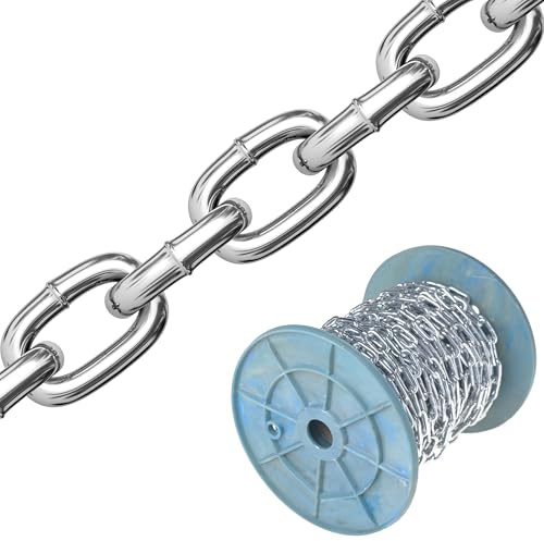 1 Metre (2mm) Stainless Steel A4 Marine Grade Chain Heavy Duty Durable Security Short Links Metre Cut Length 125kg Working Load DIN766 K02A