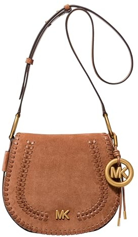 Michael Kors Women's Josie Medium Saddle Flap Messenger, Gold-Tone Hardware/Leather, Luggage