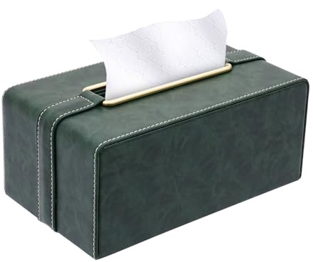 Caja de pañuelos de cosméticos, caja rectangular con tapa inferior abatible, caja de pañuelos de piel, caja de pañuelos hecha a mano, dispensador de pañuelos para cocina, baño, comedor, dormitorio