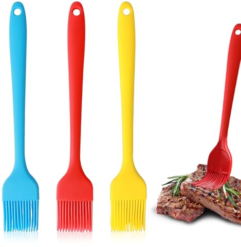 LONSVTTU 3 Pennelli Da Pasticceria, Pennello Per Spennellare Olio, Set Pennelli In Silicone Di Alta Qualita, Per Barbecue, Cucina, Dolci E Decorazione