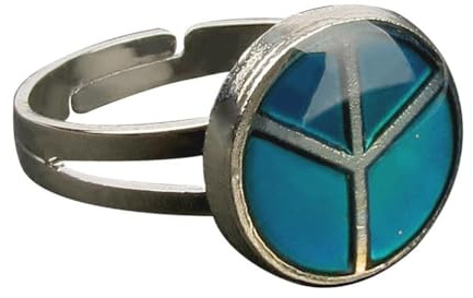 Allayu Unik justerbar stämningsring med färgbyte Fredssymbol Charm Ändra | humör Effektivt Statement Ring Justerbar fredssymbol
