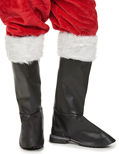 DEGUISE TOI - Sur-bottes luxe noires avec fourrure père noël adulte - Paire de sur-bottes - Taille Unique - Noir - Accessoires pour déguisement - Polyester et Synthétique - - Noel