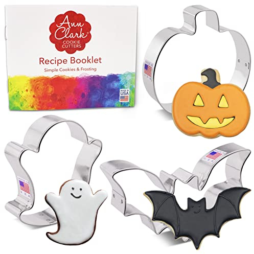 Ann Clark Cookie Cutters Halloween Keksausstecher, 3-Teiliges Set - Kürbis, Fledermaus, Geist Ausstecher