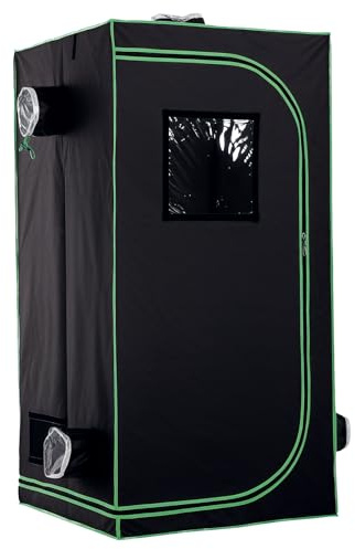 Outsunny Grow Tent Reflective Mylar Hydroponic with Adjustable Vents and Floor Tray for Indoor Plant Growing, 80 x 80 x 160 cm (31.5 x 31.5 x 63)
