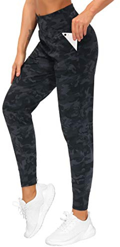THE GYM PEOPLE Pantaloni Tuta Joggers Donna, Pantaloni Yoga e Ginnastica a Vita Alta, Leggins Sportivi per Fitness, Corsa e Tempo Libero,Mimetico Nero,S