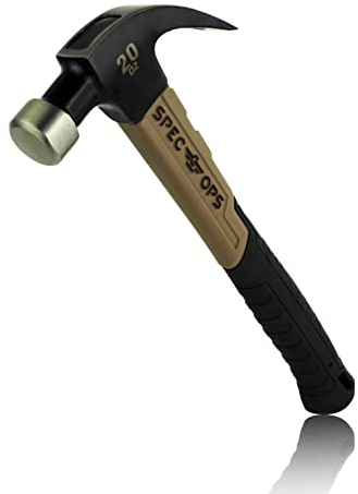 Spec Ops Tools Fiberglas-Hammer, 57 g, glatte Oberfläche, gebogene Kralle, stoßdämpfender Griff, 3% gespendet an Veteranen