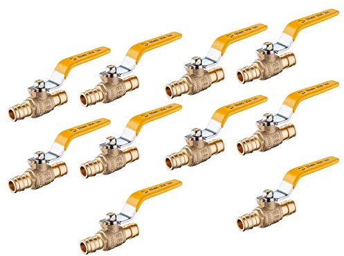 10_Pack EFIELD 1/2 Inch Brass Ball Valve for Pex-A Pipe, F1960 Expansion Type only for Pex-A Pipe, Yellow Handle Brass UPC Certified,(VALVE151)