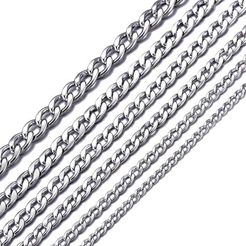 MASADA Halsband för män i rostfritt stål från fin till solid bred pansarkedja silver och guld, Rostfritt stål