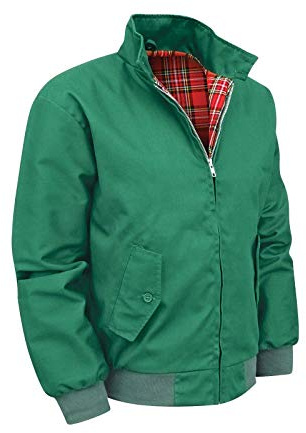 Shah Traders Harrington, giacca Harrington, giacca da uomo Army And Workwear Harrington, giacca in inglese a quadri, fodera a quadretti rossi, taglie XS-4XL, verde, L