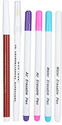 Air Erasable Fabric Pen & Water Erasable Pen Set, 6Pcs Disappearing Ink Marking Pen, Fabric Marker, Temporäre Markierung für Schneider Tuch Nähwerkzeuge