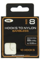 Angling Pursuits 10 NGT Barbless Hooks to Nylon Sizes 8 Carp Fishing Tackle