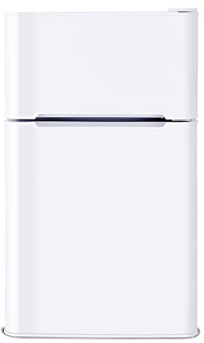TANGZON 90L Under Counter Fridge Freezer, Low Noise, Reversible 2 Door Freestanding Refrigerator with Adjustable Thermostats & Feet, Removable Shelves, LED Light, for Home Office (White)