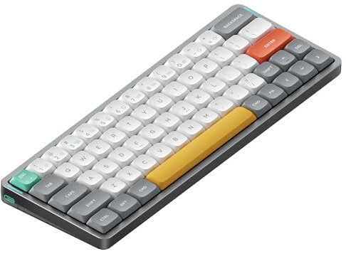 nuphy Air60 V2 Tragbar Mechanische kabellose Mini-Tastatur mit Beleuchtung,Unterstützung QMK/VIA Kompatibel mit Windows/Mac OS/Linux für Bluetooth 5.1/2.4GHz/(USB-C)-Grey Gateron Brown Switch